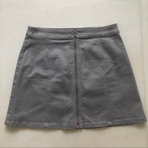 Gray Zip-Up Mini Skirt